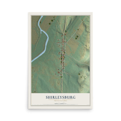 Map of Shirleysburg, Pennsylvania, 12 x 18 inch unframed archival matte print