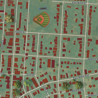 Close-up of the map of Shoemakersville, Pennsylvania print showing street and building detail