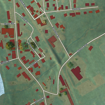 Second close-up of the map of Shoemakersville, Pennsylvania print showing more streets and buildings
