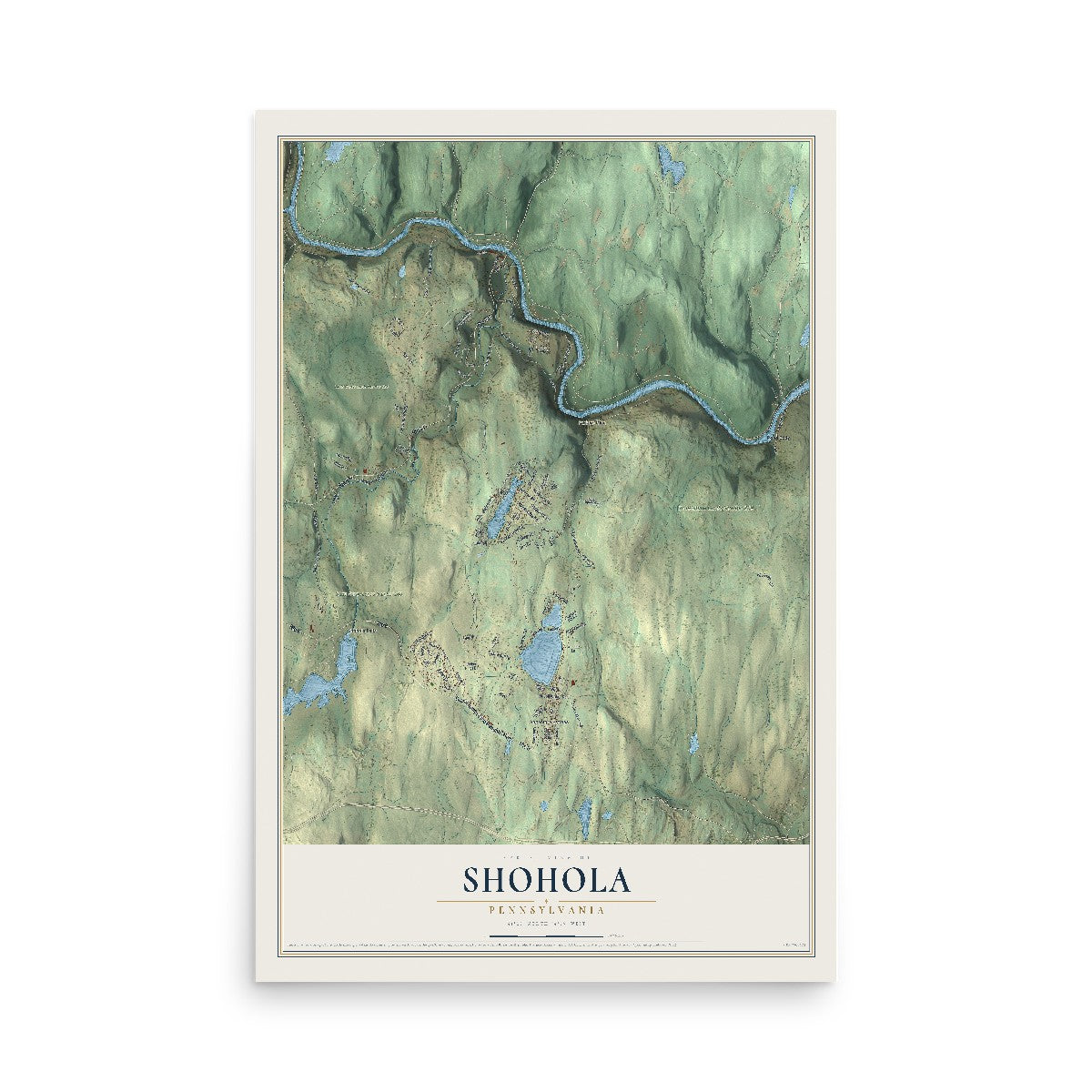Map of Shohola, Pennsylvania, 12 x 18 inch unframed archival matte print