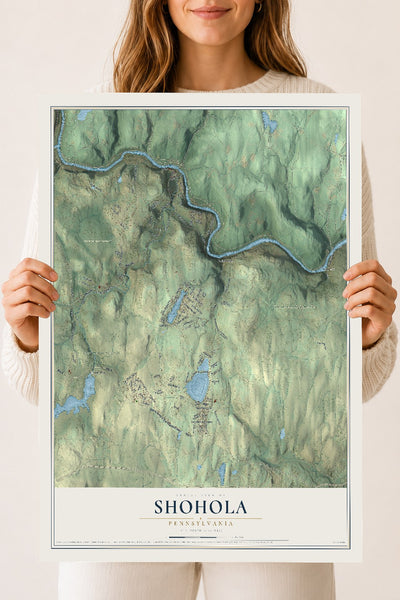 Map of Shohola, Pennsylvania, 18 x 24 inch unframed archival matte print