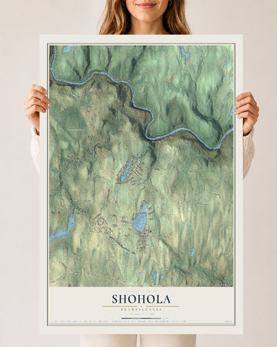 Map of Shohola, Pennsylvania, 24 x 36 inch unframed archival matte print