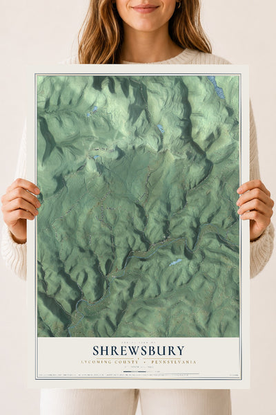 Map of Shrewsbury, Lycoming County, Pennsylvania, 18 x 24 inch unframed archival matte print
