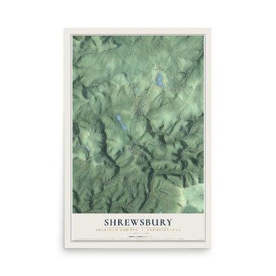 Map of Shrewsbury, Sullivan County, Pennsylvania, 12 x 18 inch unframed archival matte print