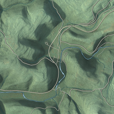 Second close-up of the map of Shrewsbury, Sullivan County, Pennsylvania print showing more streets and buildings