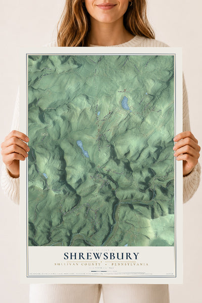 Map of Shrewsbury, Sullivan County, Pennsylvania, 18 x 24 inch unframed archival matte print