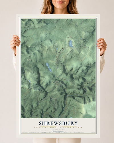 Map of Shrewsbury, Sullivan County, Pennsylvania, 24 x 36 inch unframed archival matte print