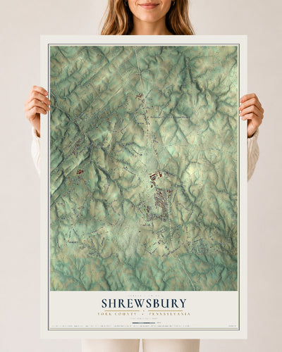 Map of Shrewsbury, York County, Pennsylvania, 24 x 36 inch unframed archival matte print