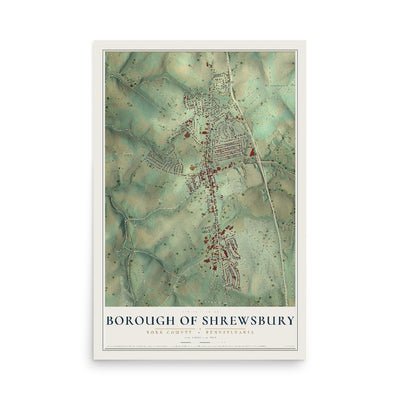 Map of the Borough of Shrewsbury, York County, Pennsylvania, 12 x 18 inch unframed archival matte print