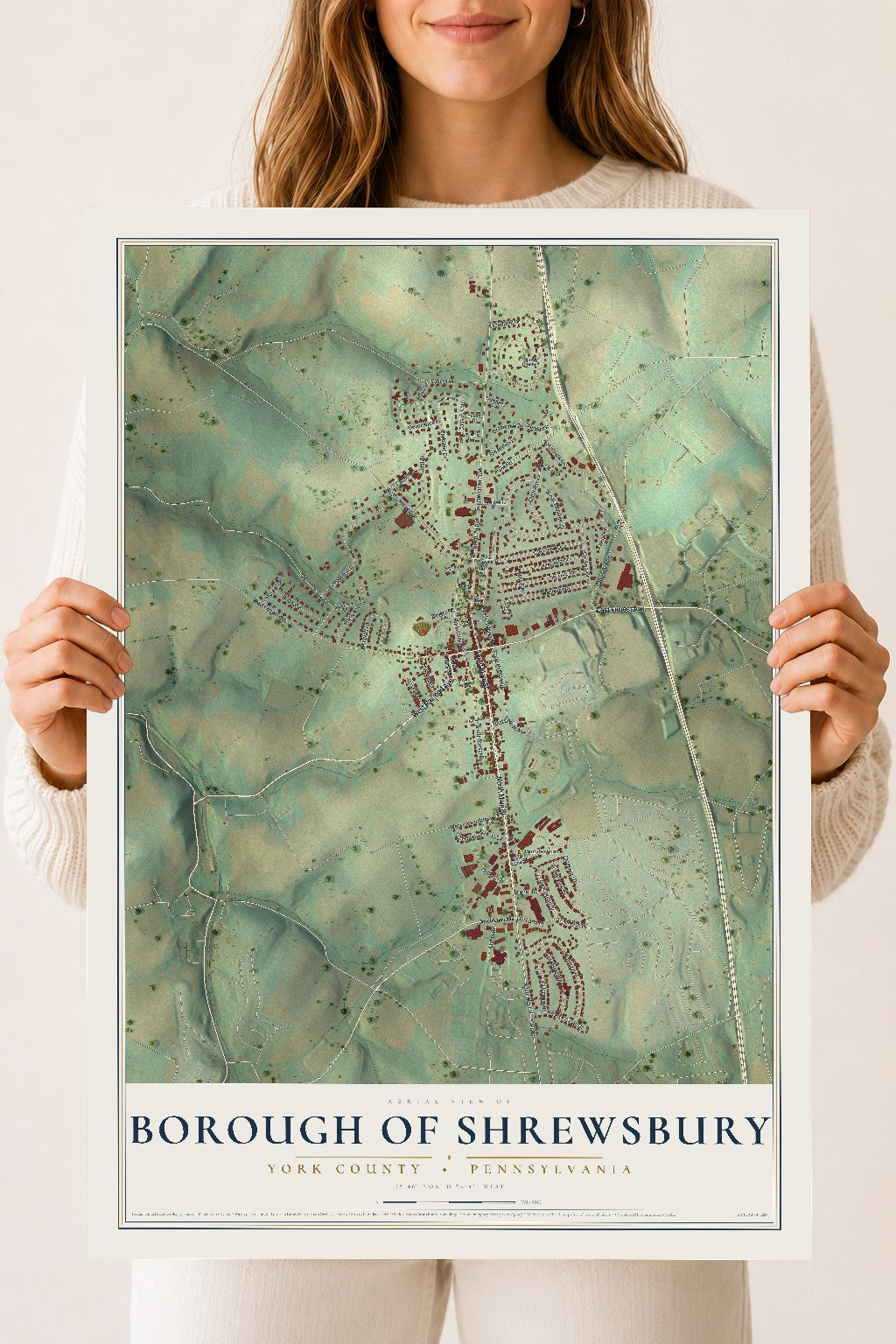 Map of the Borough of Shrewsbury, York County, Pennsylvania, 18 x 24 inch unframed archival matte print