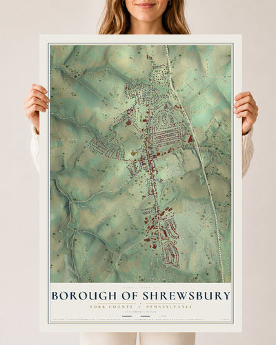 Map of the Borough of Shrewsbury, York County, Pennsylvania, 24 x 36 inch unframed archival matte print