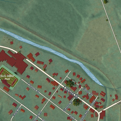 Close-up of the map of Sidman, Pennsylvania print showing street and building detail