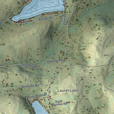 Second close-up of the map of Silver Lake, Pennsylvania print showing more streets and buildings