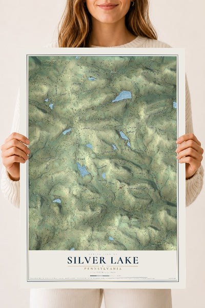 Map of Silver Lake, Pennsylvania, 18 x 24 inch unframed archival matte print