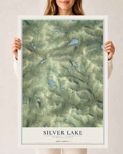 Map of Silver Lake, Pennsylvania, 24 x 36 inch unframed archival matte print