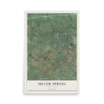 Map of Silver Spring, Pennsylvania, 12 x 18 inch unframed archival matte print