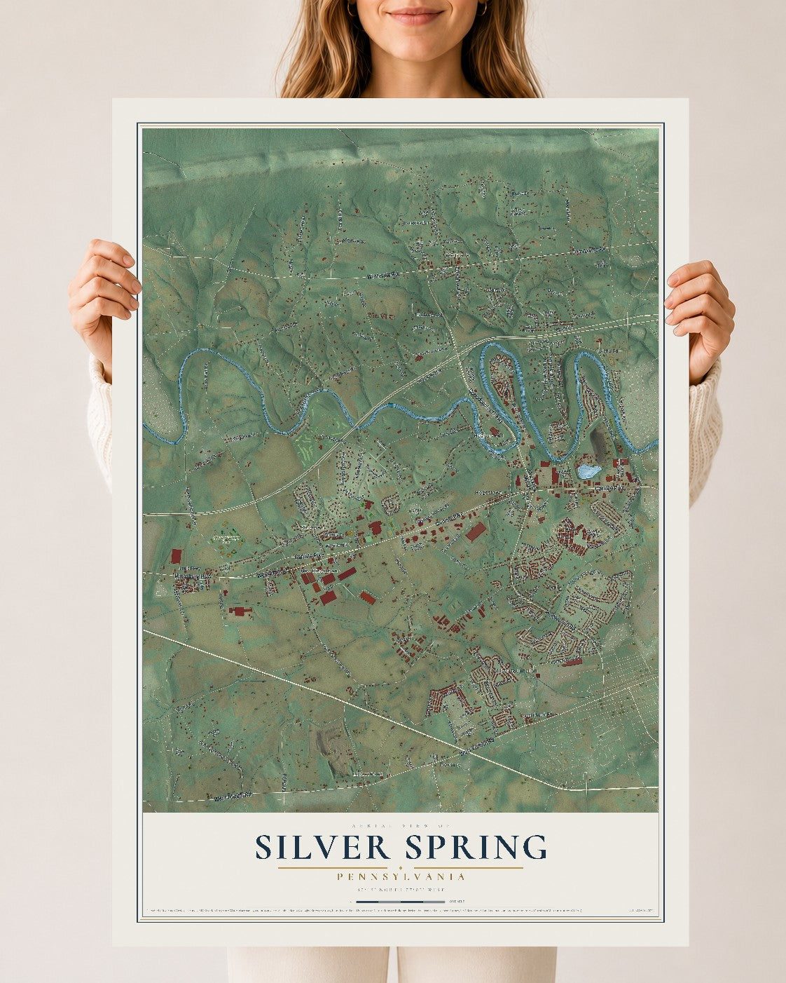 Map of Silver Spring, Pennsylvania, 24 x 36 inch unframed archival matte print