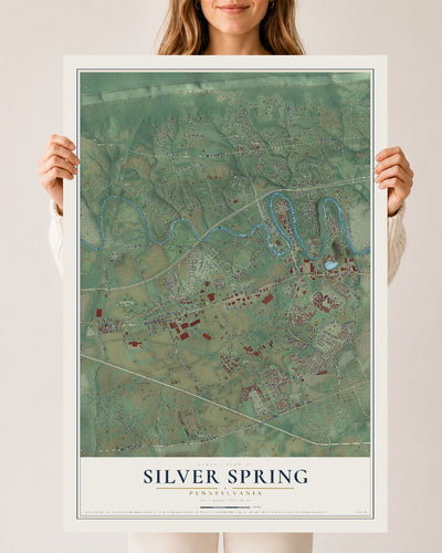 Map of Silver Spring, Pennsylvania, 24 x 36 inch unframed archival matte print