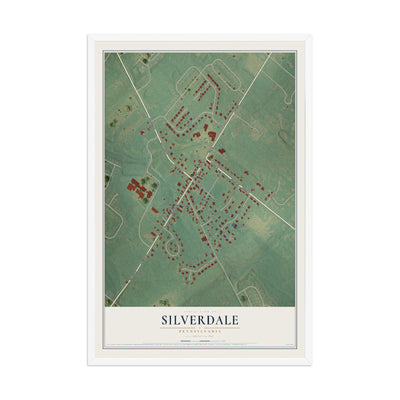 Map of Silverdale, Pennsylvania, 12 x 18 inch print in a white wood frame