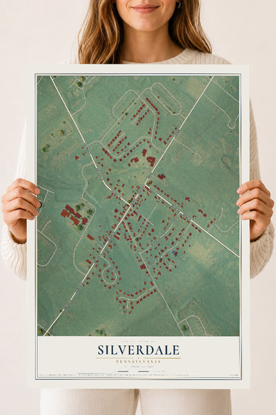 Map of Silverdale, Pennsylvania, 18 x 24 inch unframed archival matte print