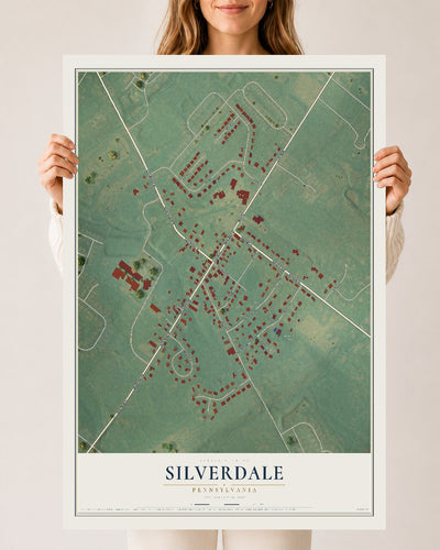 Map of Silverdale, Pennsylvania, 24 x 36 inch unframed archival matte print