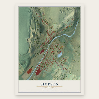 Simpson, Pennsylvania map print, the full design