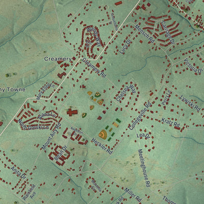 Close-up of the map of Skippack, Pennsylvania print showing street and building detail