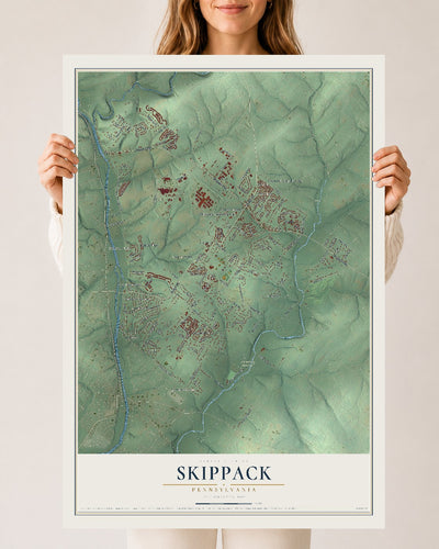 Map of Skippack, Pennsylvania, 24 x 36 inch unframed archival matte print