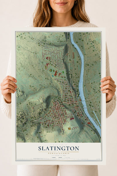 Map of Slatington, Pennsylvania, 18 x 24 inch unframed archival matte print