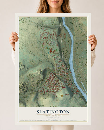 Map of Slatington, Pennsylvania, 24 x 36 inch unframed archival matte print