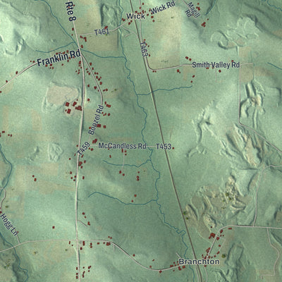 Second close-up of the map of Slippery Rock, Butler County, Pennsylvania print showing more streets and buildings