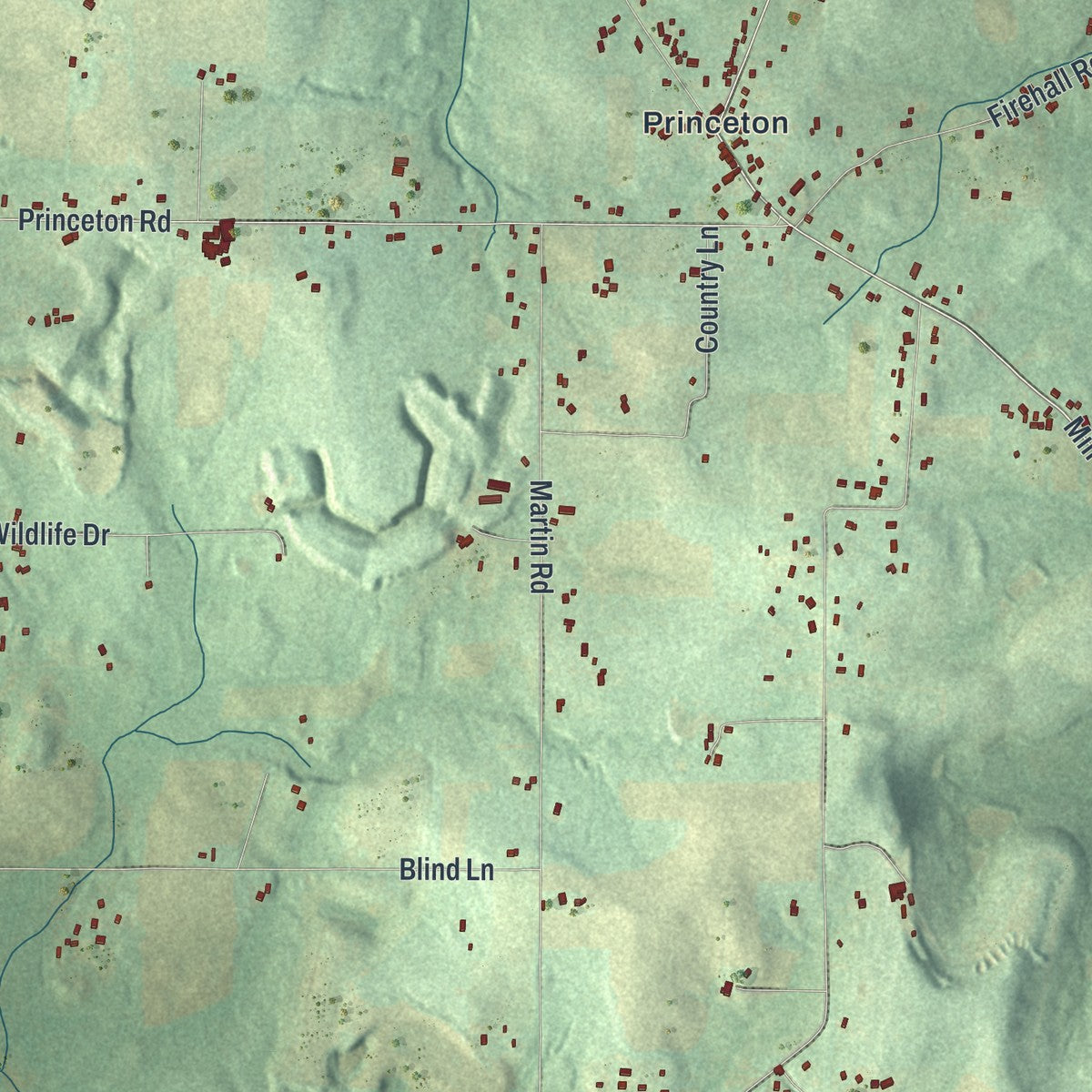 Close-up of the map of Slippery Rock, Lawrence County, Pennsylvania print showing street and building detail