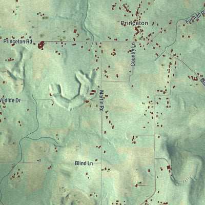 Close-up of the map of Slippery Rock, Lawrence County, Pennsylvania print showing street and building detail