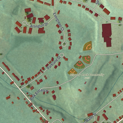 Second close-up of the map of the Borough of Slippery Rock, Butler County, Pennsylvania print showing more streets and buildings