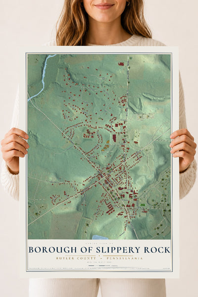 Map of the Borough of Slippery Rock, Butler County, Pennsylvania, 18 x 24 inch unframed archival matte print