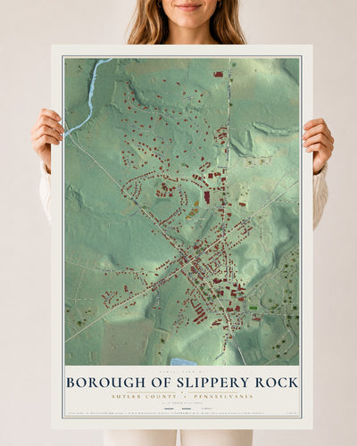 Map of the Borough of Slippery Rock, Butler County, Pennsylvania, 24 x 36 inch unframed archival matte print