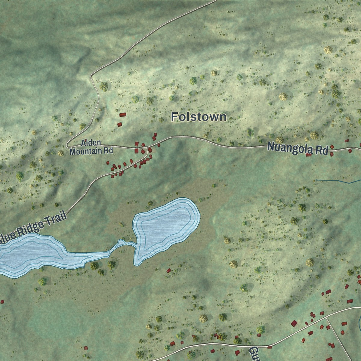 Second close-up of the map of Slocum, Pennsylvania print showing more streets and buildings