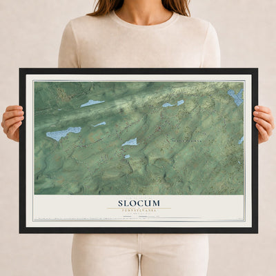 Map of Slocum, Pennsylvania, 12 x 18 inch print in a black wood frame