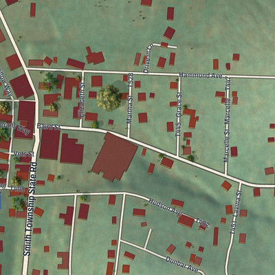 Close-up of the map of Slovan, Pennsylvania print showing street and building detail