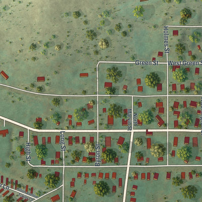 Second close-up of the map of Smethport, Pennsylvania print showing more streets and buildings