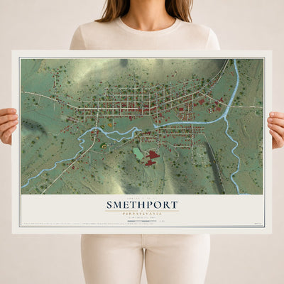 Map of Smethport, Pennsylvania, 18 x 24 inch unframed archival matte print