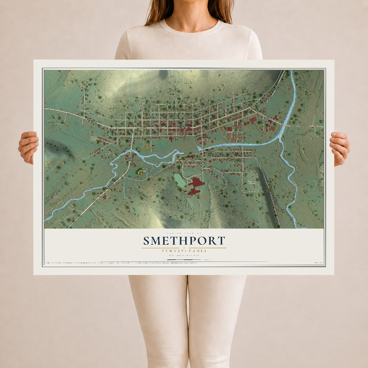 Map of Smethport, Pennsylvania, 24 x 36 inch unframed archival matte print