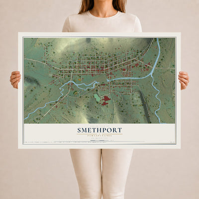 Map of Smethport, Pennsylvania, 24 x 36 inch unframed archival matte print