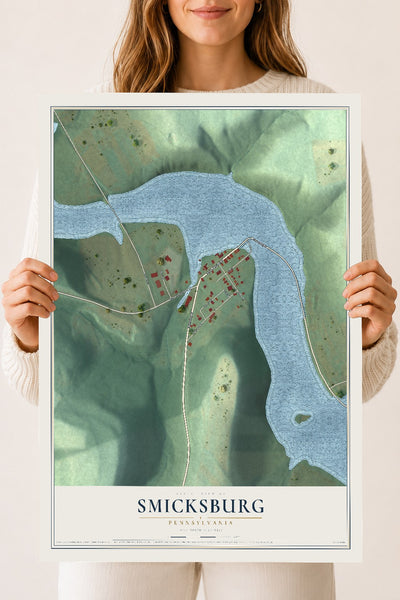 Map of Smicksburg, Pennsylvania, 18 x 24 inch unframed archival matte print