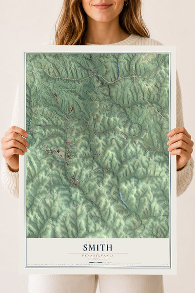 Map of Smith, Pennsylvania, 18 x 24 inch unframed archival matte print