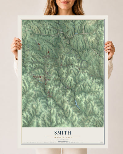 Map of Smith, Pennsylvania, 24 x 36 inch unframed archival matte print