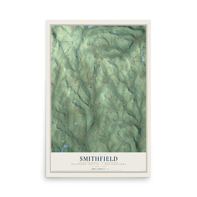 Map of Smithfield, Bradford County, Pennsylvania, 12 x 18 inch unframed archival matte print