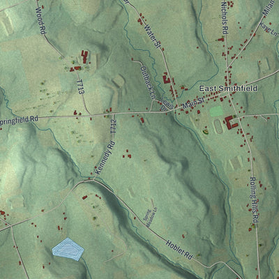 Close-up of the map of Smithfield, Bradford County, Pennsylvania print showing street and building detail