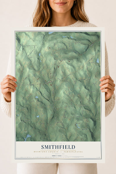 Map of Smithfield, Bradford County, Pennsylvania, 18 x 24 inch unframed archival matte print