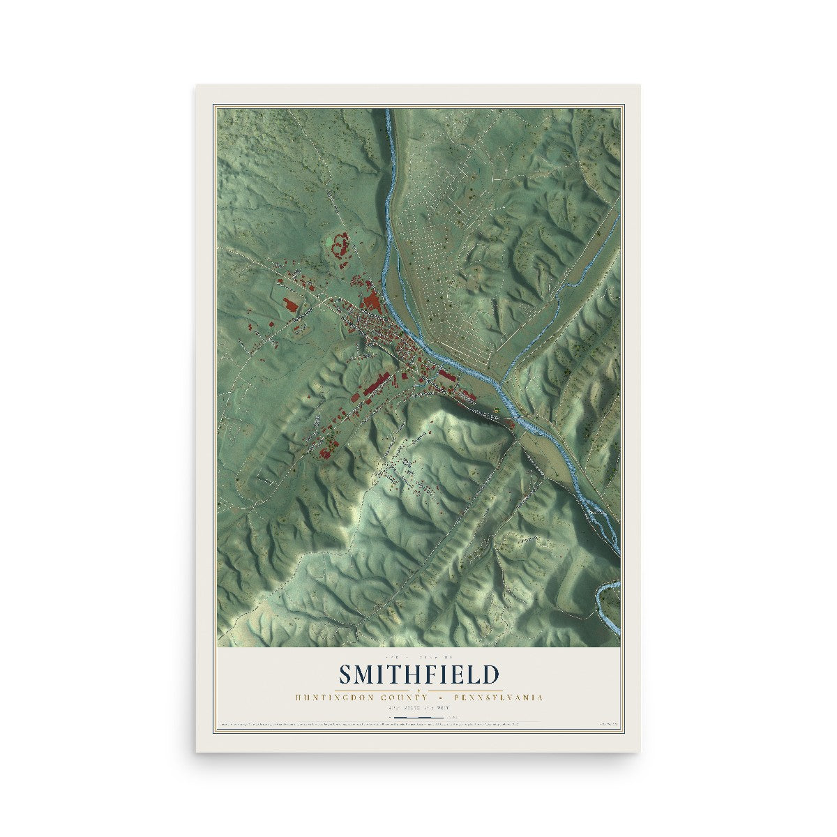 Map of Smithfield, Huntingdon County, Pennsylvania, 12 x 18 inch unframed archival matte print